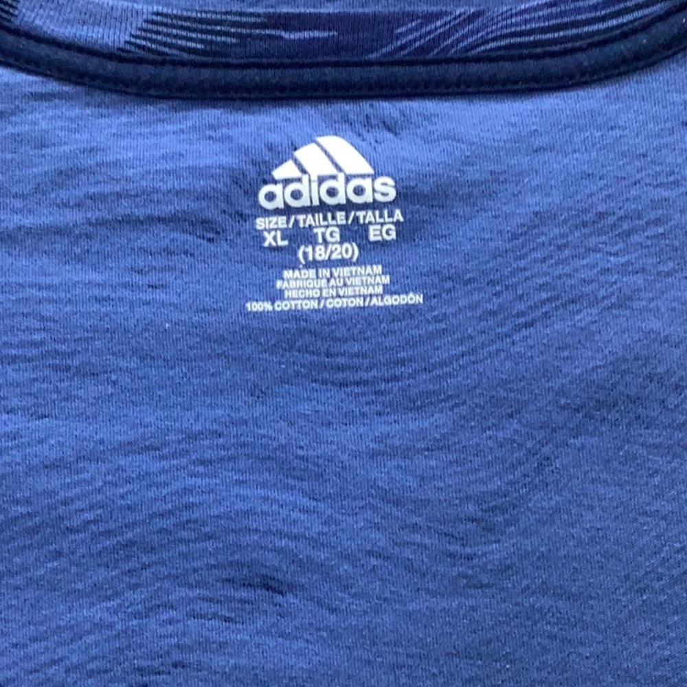 adidas Blue & White Unisex Athletic Short Sleeves T-Shirt - Picture 4 of 4